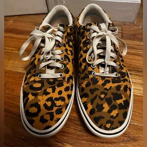 Vans Leopard Print Canvas Lace-Up Sneakers Shoes US Mens 9.5 - New Never Worn